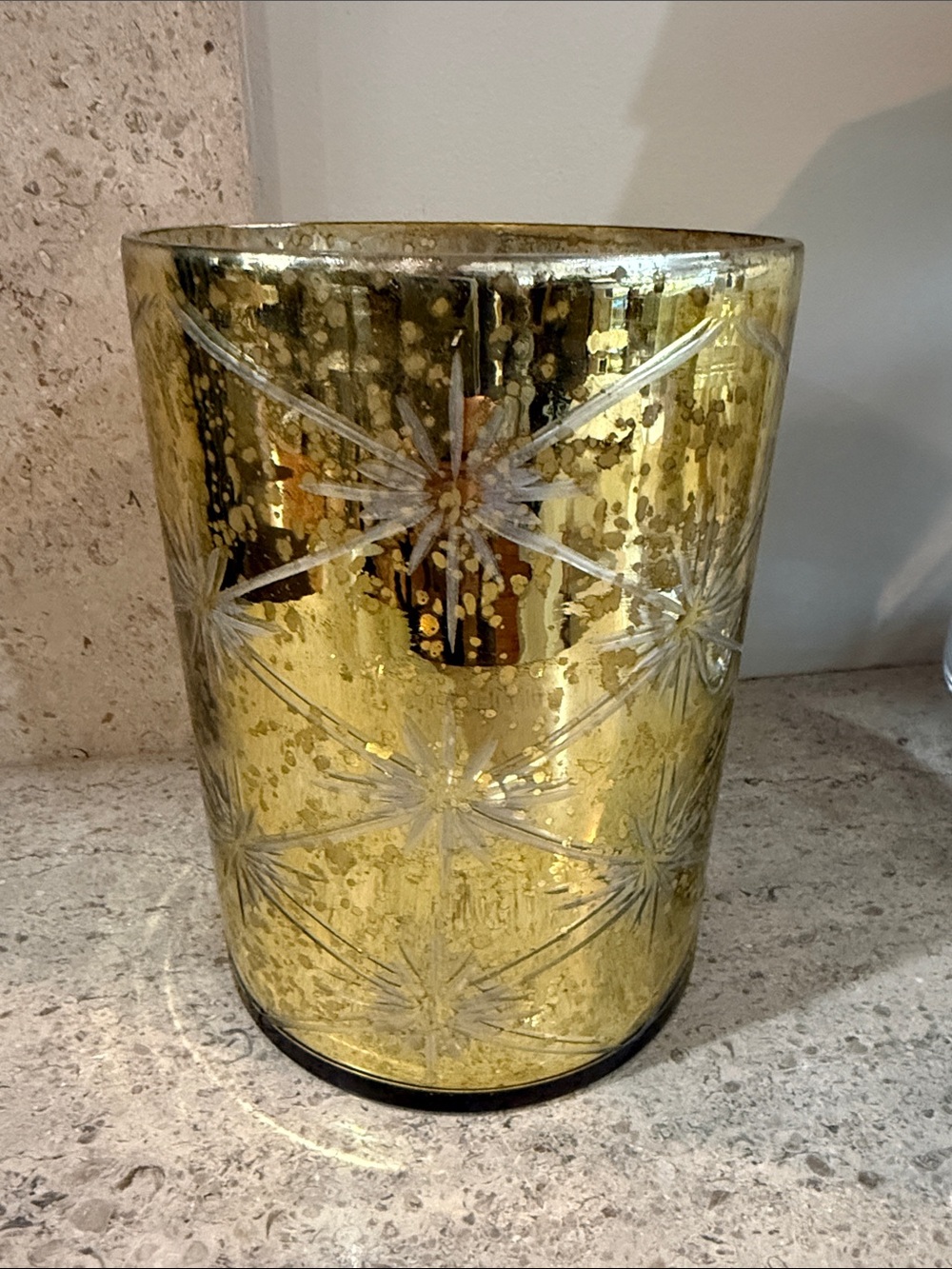 West Elm Elegant Gold Mercury Glass Candle Holder